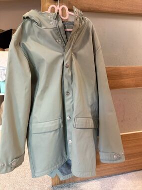 Gosoaky kids light Sage Hooded lined Rain Jacket